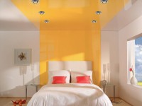 Soffitto teso nella camera da letto - 150 foto di idee per interni moderni